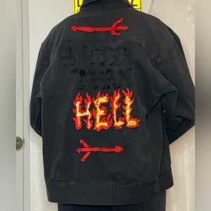 Authentic St. John’s Bay Black Denim Hand Stitched Jacket